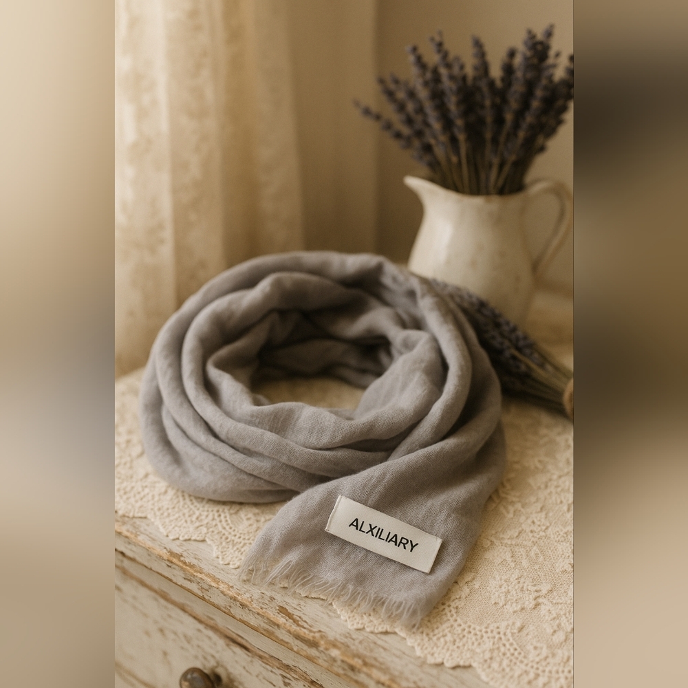 Soft Neutral Scarf | Lightweight Everyday Wrap | ALXILIARY | Cozy Breathable